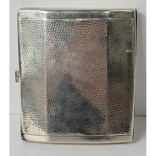 128 - Imperial German Silver hammered Cigarette case with applied Monogram for Carl Menckhoff (14 April 18... 