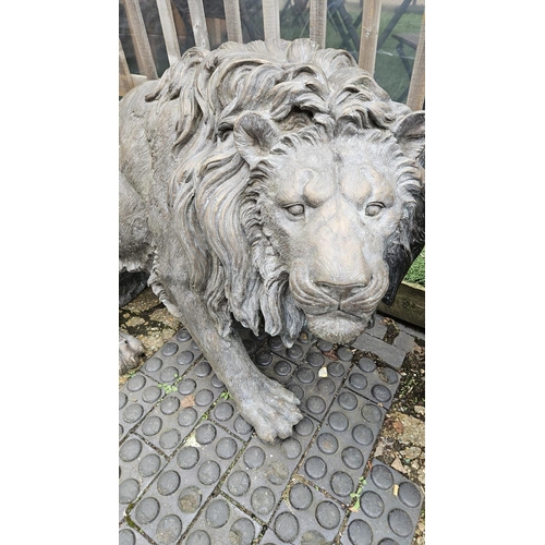 374 - Pair of Large Fine Cast Bronze Lions of Life Size 86cm in Height