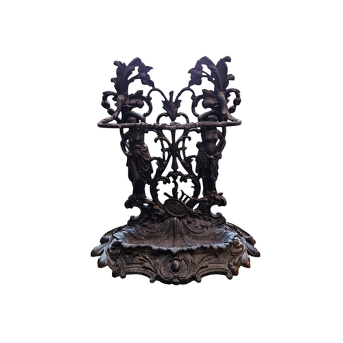 380 - Corneau Alfred A Charleville No.27 Cast Iron stick stand. The backplate modelled in relief with half... 