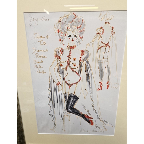 306 - Shirley Ann Russell British costume designer, pair of framed watercolours Henry VIII signed 23 x 33c... 