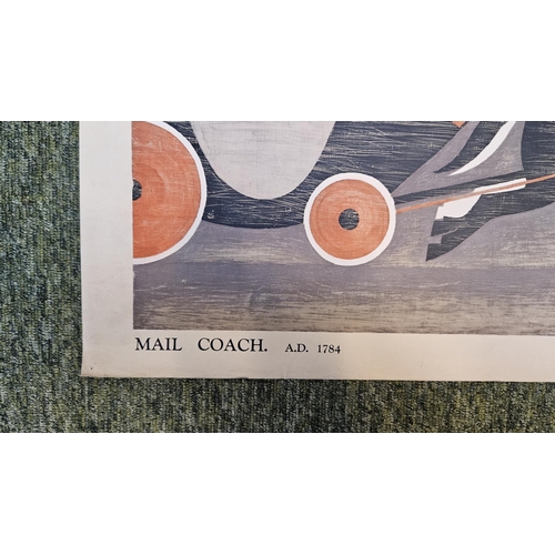 308b - Original GPO Poster 'Mail Coach, AD 1784' marked PRD 58 by JA. 53 x 64cm