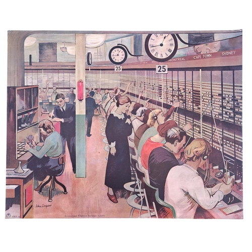 308c - Original GPO Poster, John Cooper, 'International Telephone Exchange, London' marked PRD 99. 53 x 64c... 