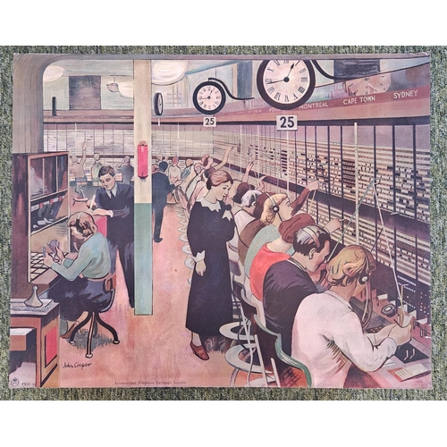 308c - Original GPO Poster, John Cooper, 'International Telephone Exchange, London' marked PRD 99. 53 x 64c... 