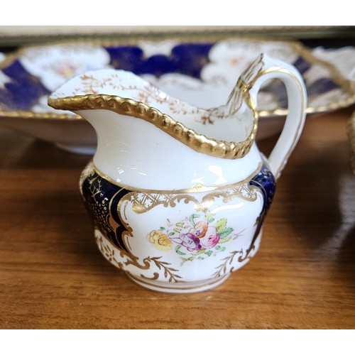 30 - Collection of Coalport blue batwing pattern tea wares, to include; 2 Serving dishes, Sandwich plate,... 