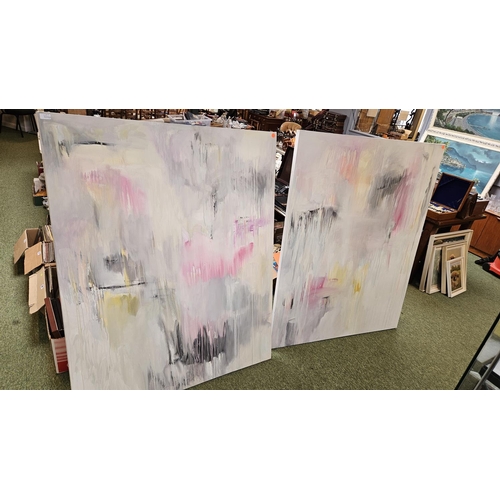 188A - Pair of Very Large Abstract Expressionist Acrylic on canvas pictures 122cm x 123cm