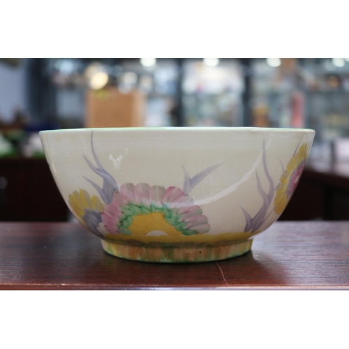 1 - Clarice Cliff Bizarre Viscaria pattern bowl with printed mark to base 17.5cm in Diameter