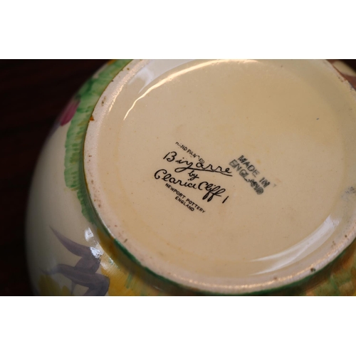 1 - Clarice Cliff Bizarre Viscaria pattern bowl with printed mark to base 17.5cm in Diameter