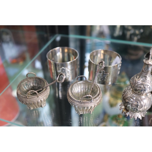 112 - Collection of Chinese Silver Cruets and Vases to include Bombe character marked etc.  Total weight 3... 