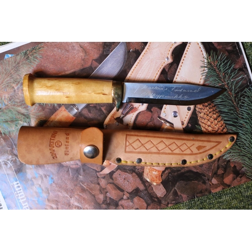 159 - J Martini of Finland handmade knife, Puma Sea Hunter Knife with scabbard and 2 other knives