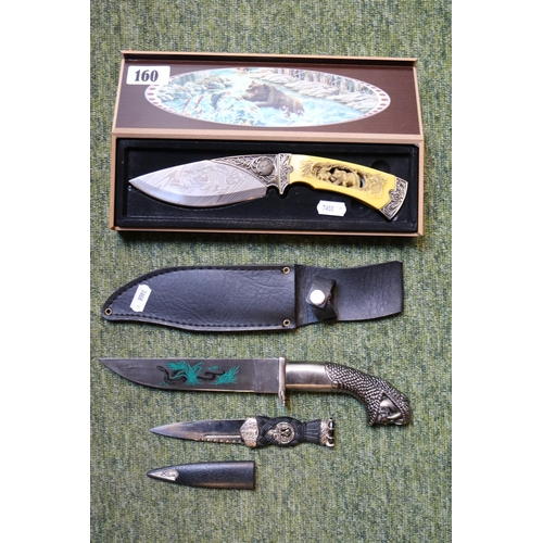 160 - Cased Decorative North American Knife, The Sgian-dubh and a Decorative Knife in scabbard