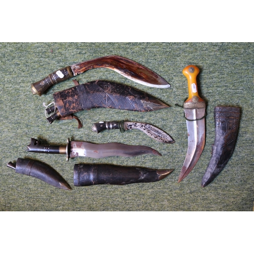 161 - Collection of assorted Kukri and other Tribal Knives