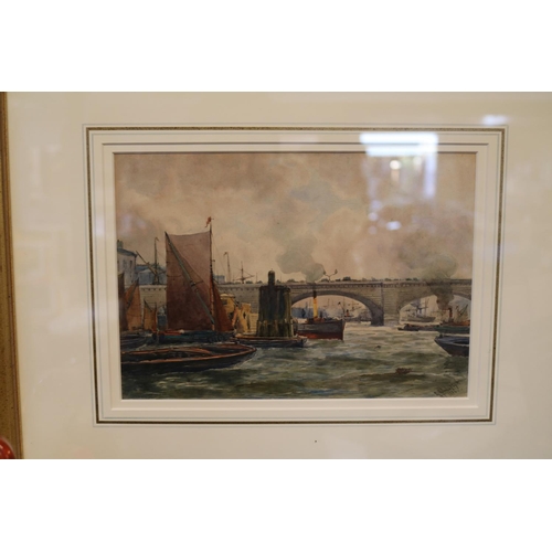 165 - Robert Malcolm Lloyd (active 1879 - 1907); Shipping on the Thames near London Bridge, signed and dat... 