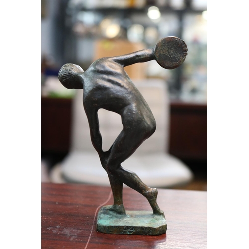 2 - Bronze Grand Tour Discobolus of Myron Sculpture. 14cm in Height