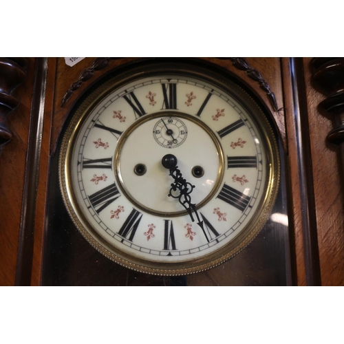 208 - Vienna style Walnut cased wall clock with roman numeral dial