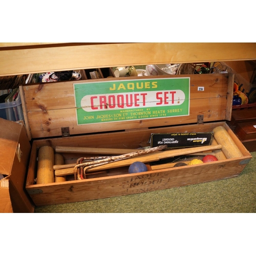 270 - Boxed Jaques Croquet Set in Pine box with accessories