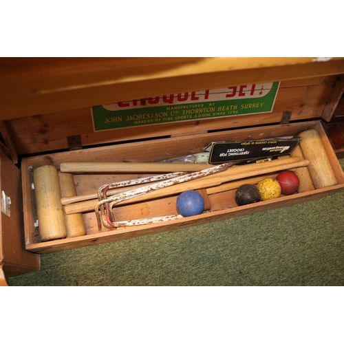 270 - Boxed Jaques Croquet Set in Pine box with accessories