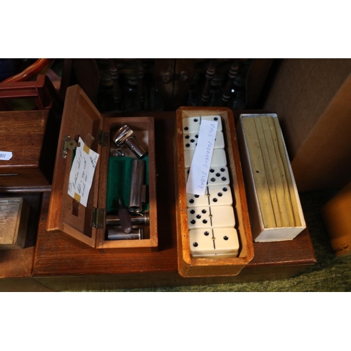 271 - Collection of wooden boxes and a Spindle fronted spice rack