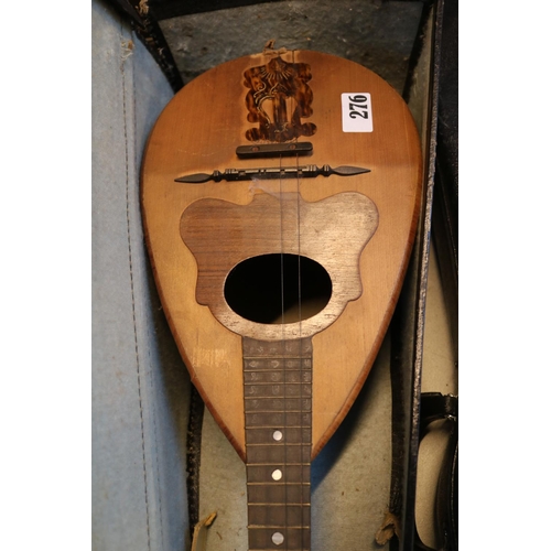 276 - Cased Antique Rosewood Veneered Mandolin