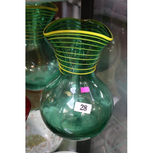 28 - Collection of Art Glass vases to include Whitefriars Ribbon Trailed vase by Barnaby Powell