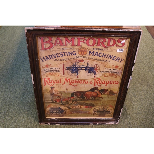 286 - Bamfords Harvesting Machinery Royal Mowers & Reapers advertising print framed