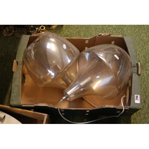 296 - Pair of Modernist Glass light fittings