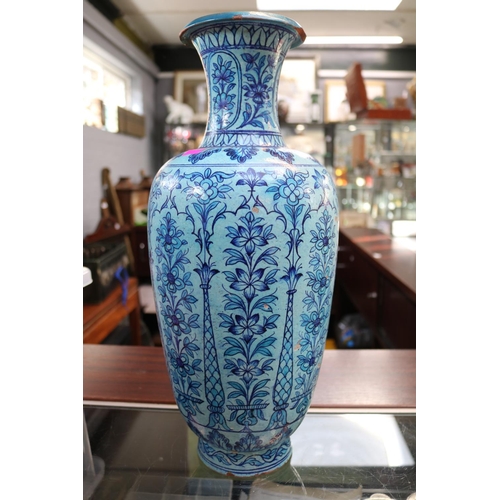 32D - Large Chinese Lidded Ginger Jar with floral decoration and a Persian blue floral decorated vase. 45c... 