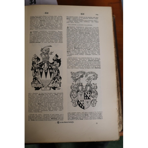 34 - 4 Volumes of Armorial Families  A Directory of Gentlemen of Coat-Armour published by Fox-Davies 1902... 