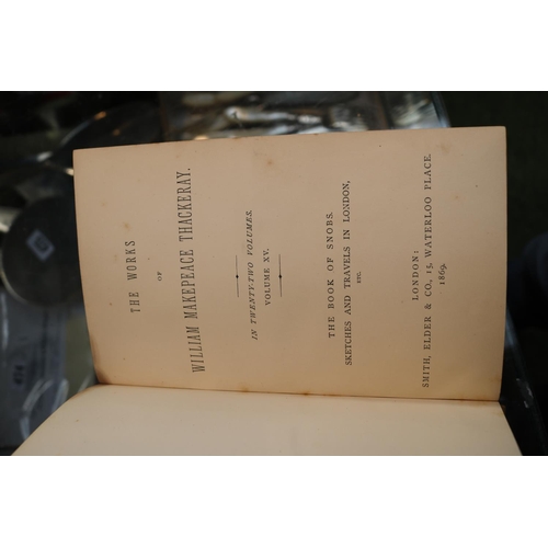 37 - The Works of William Makepeace Thackeray 21 volumes half-titles, plates and illustrations, some ligh... 