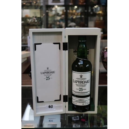 63 - Laphroaig Islay Single Malt Scotch Whisky 25 Year boxed  700ml 51.4% 2019 in Presentation Box