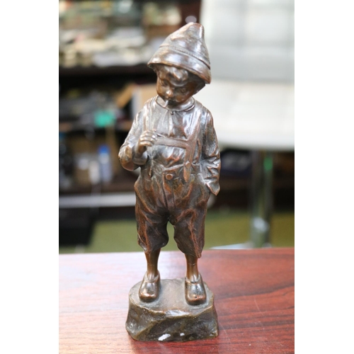 75 - Julius Schmidt-Felling (1835 - 1920) German; 'Le Petit Fumeur' Bronze sculpture of a young boy with ... 