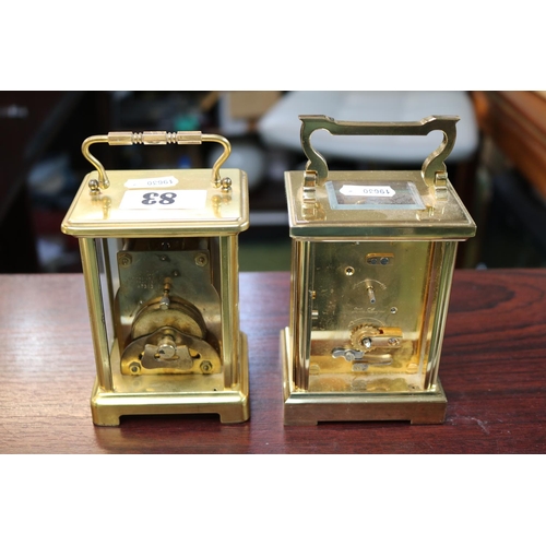 83 - Brass Woodfield Carriage clock and a French Brass Carriage clock