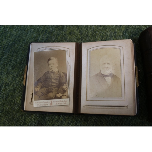 9 - 2 Victorian Leather bound photographic Albums with brass metal fittings and assorted Portrait photog... 