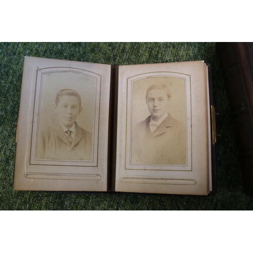 9 - 2 Victorian Leather bound photographic Albums with brass metal fittings and assorted Portrait photog... 