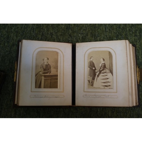 9 - 2 Victorian Leather bound photographic Albums with brass metal fittings and assorted Portrait photog... 