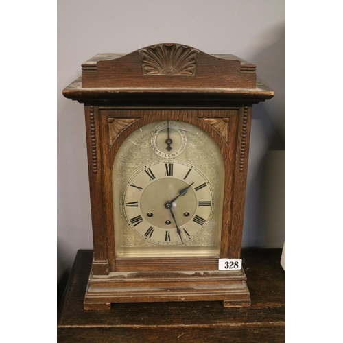 328 - Gustav Becker Late 19th Oak Cased Bracket clock with Silvered Roman numeral dial and glazed door. 42... 