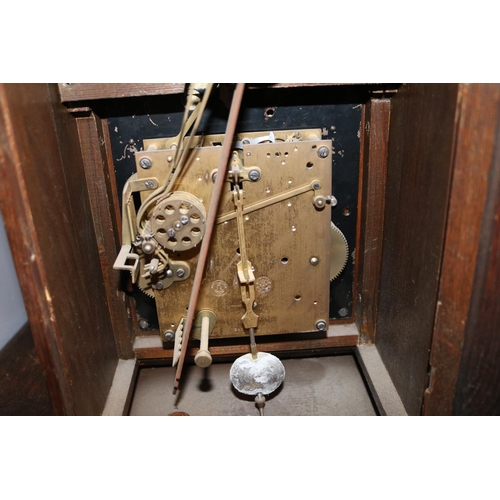 328 - Gustav Becker Late 19th Oak Cased Bracket clock with Silvered Roman numeral dial and glazed door. 42... 