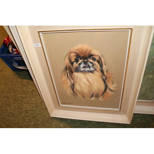 332 - Collection of assorted Pekingese paintings to include artists Ivy Holt, R H Talmadge, etc. (5)