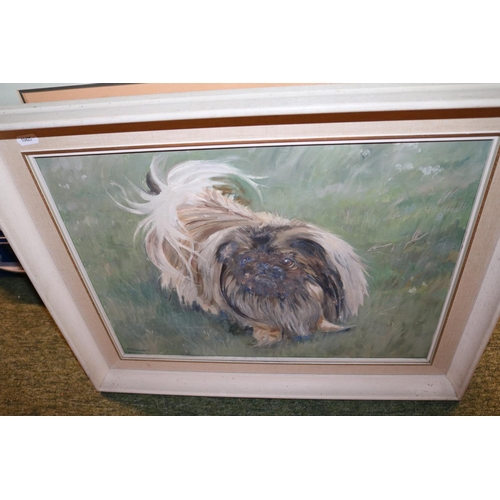 332 - Collection of assorted Pekingese paintings to include artists Ivy Holt, R H Talmadge, etc. (5)