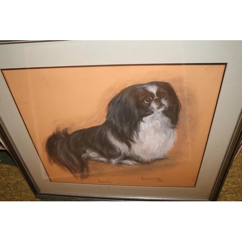 332 - Collection of assorted Pekingese paintings to include artists Ivy Holt, R H Talmadge, etc. (5)