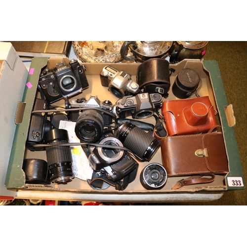 333 - Box of assorted Camera and photographic items to include Pentax, Sony, Zenit etc.