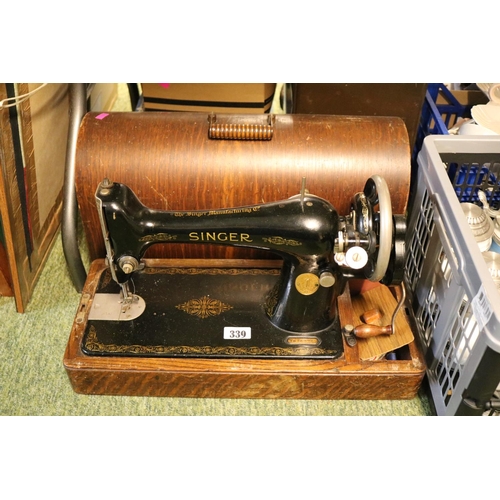 339 - Oak Cased Singer Sewing Machine