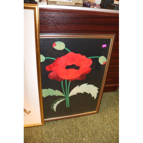 340 - Collection of assorted Framed pictures and prints to include Textile Poppy, G N S Bailey Yellow Coll... 