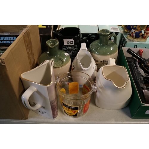 342 - Collection of assorted Advertising Jugs to include Jack Daniels, Bells Whisky etc.