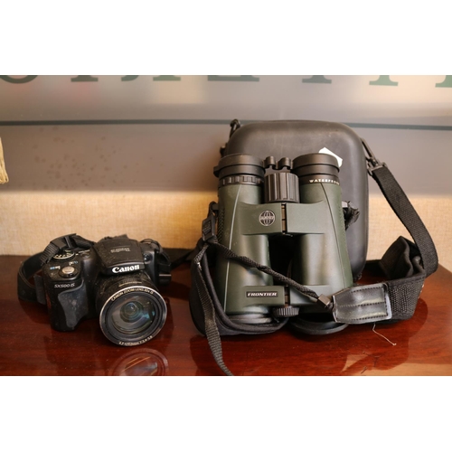 392 - Pair of Hawke Frontier 8 x 42 Binoculars and a Sony Powershot SX500 IS Digital Camera