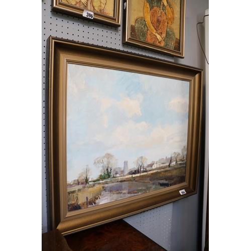 394 - 2 Large Framed Prints of the Embankment London and a view towards Eiffel tower and a Framed mirror