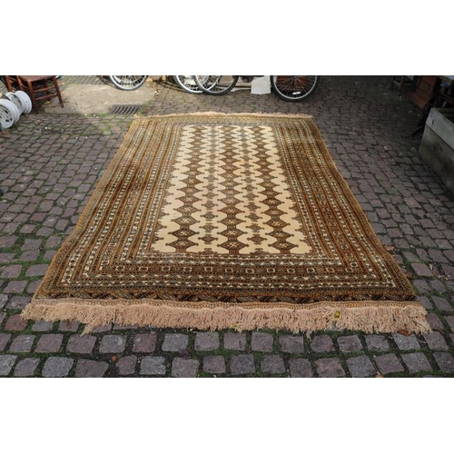 399 - Very Large Indian design Brown ground rug with tassel ends