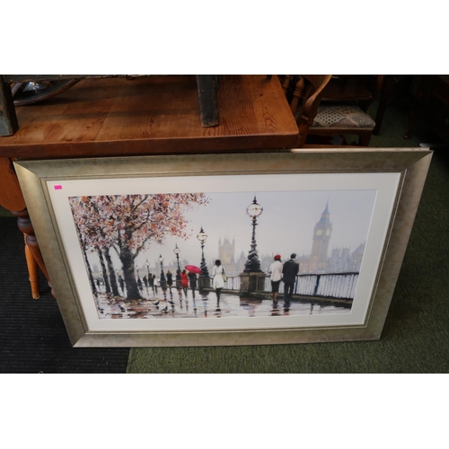 406 - 2 Large Framed Prints entitled Eiffel Tower & Thames View