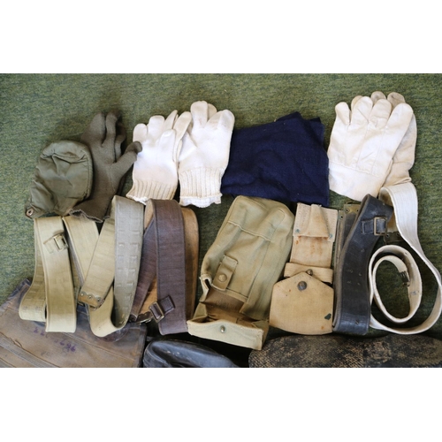 411 - WW2 Military Wellingtons and assorted Webbing