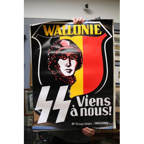 413 - Belgian SS Recruiting Poster, Various World Maps & Newspapers