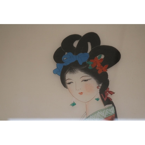 429 - Gilt Framed Japanese Watercolour on silk of a Geisha